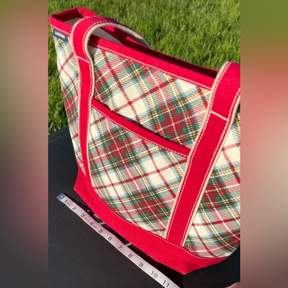 Adorable red, cream, and green Lands End large tote - Picture 9 of 11